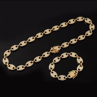 SET 2 CADENA Y PULSERA GRANOS DE CAFE BRILLANTES